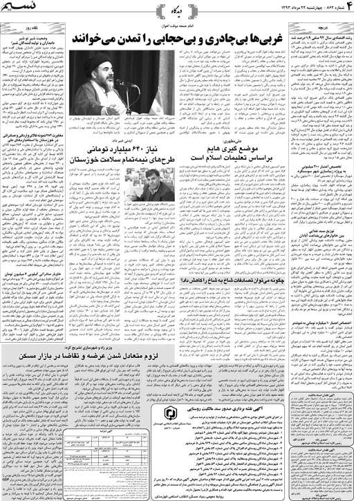 صفحه دیدگاه شماره 862 روزنامه نسیم خوزستان